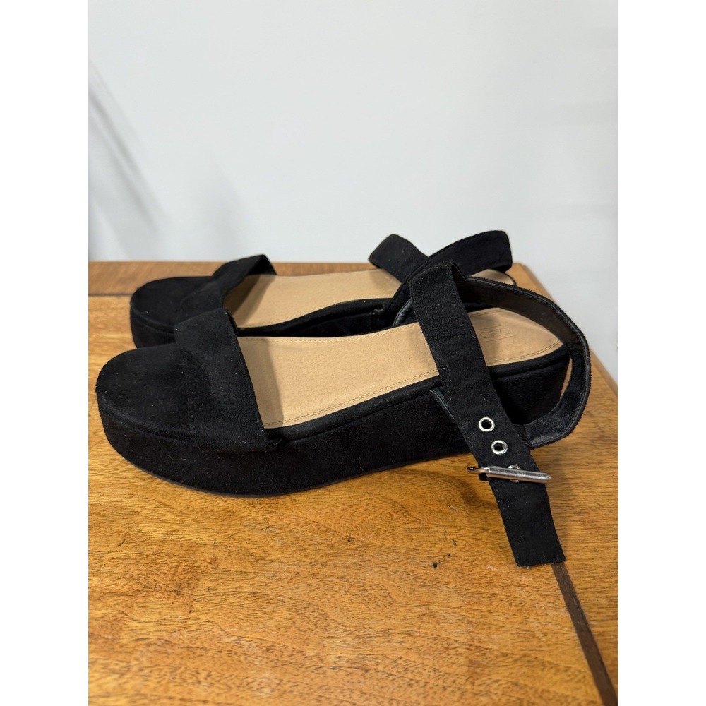 ASOS Women's 5 Toucan Soft Black Wedge Platform Sandals Summer‎ Minimalist Shoes